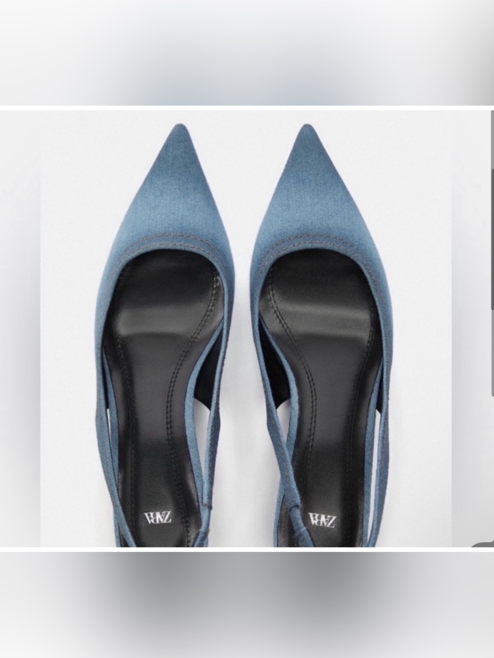 Zara Dusty Blue Pointed-Toe Slingback Heels
